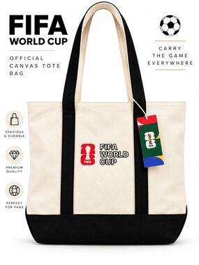 FIFA World Cup 2026 Tote Bag Cream Black Soccer Football NWT